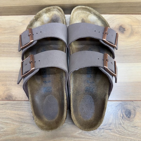 Birkenstock Arizona Sandals Womens 7 N EU 38 Birko Brown Slip On - Picture 8 of 10